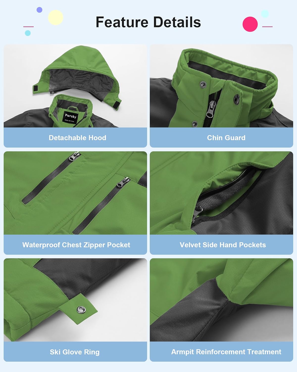 Pursky Perfect for Skiing Boys Waterproof Ski Jacket