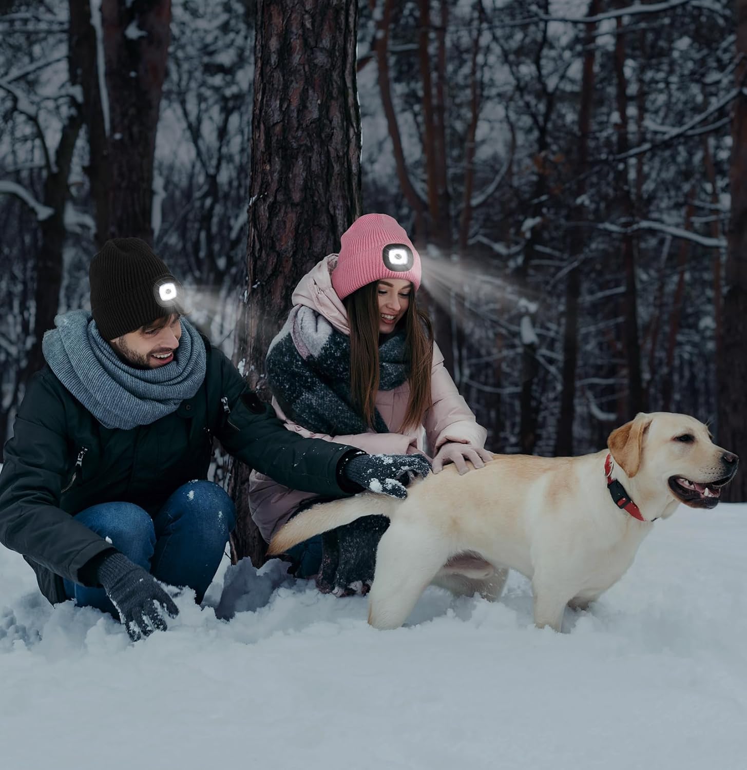 Melasa Winter Fleece Lined LED Beanie Warm Gift for Dad Husband Him