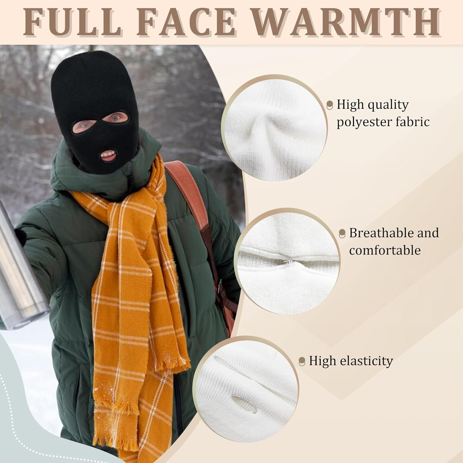 Warm Fashionable 2-Piece Ski Mask Set - Mens Womens Balaclava for Skiing Cycling