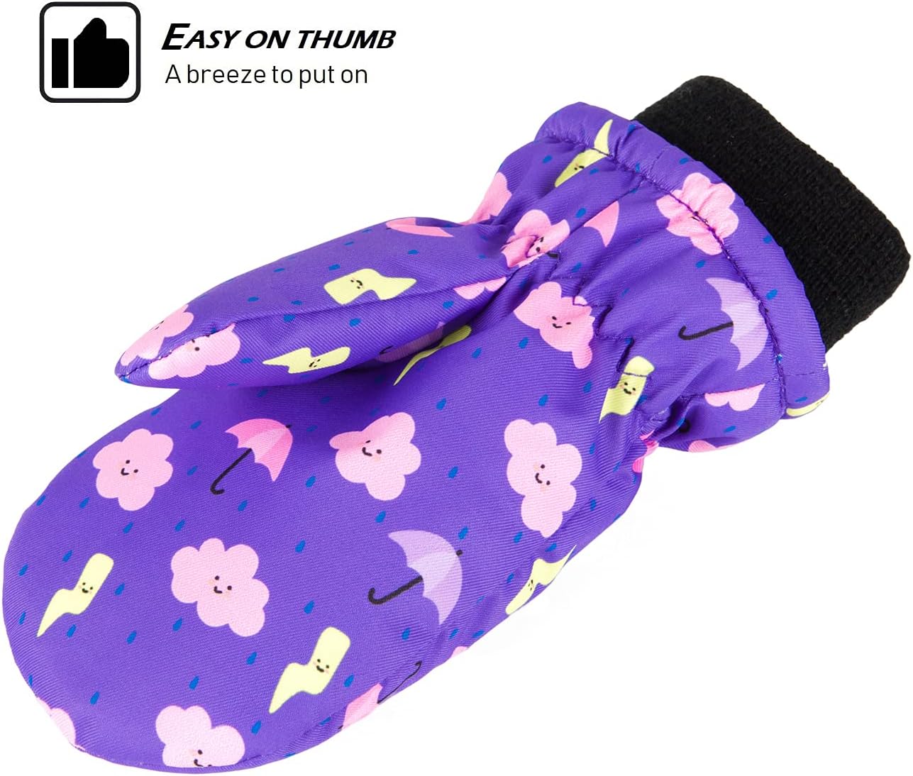 HIGHCAMP Toddler Winter Snow Mittens Waterproof for Kids