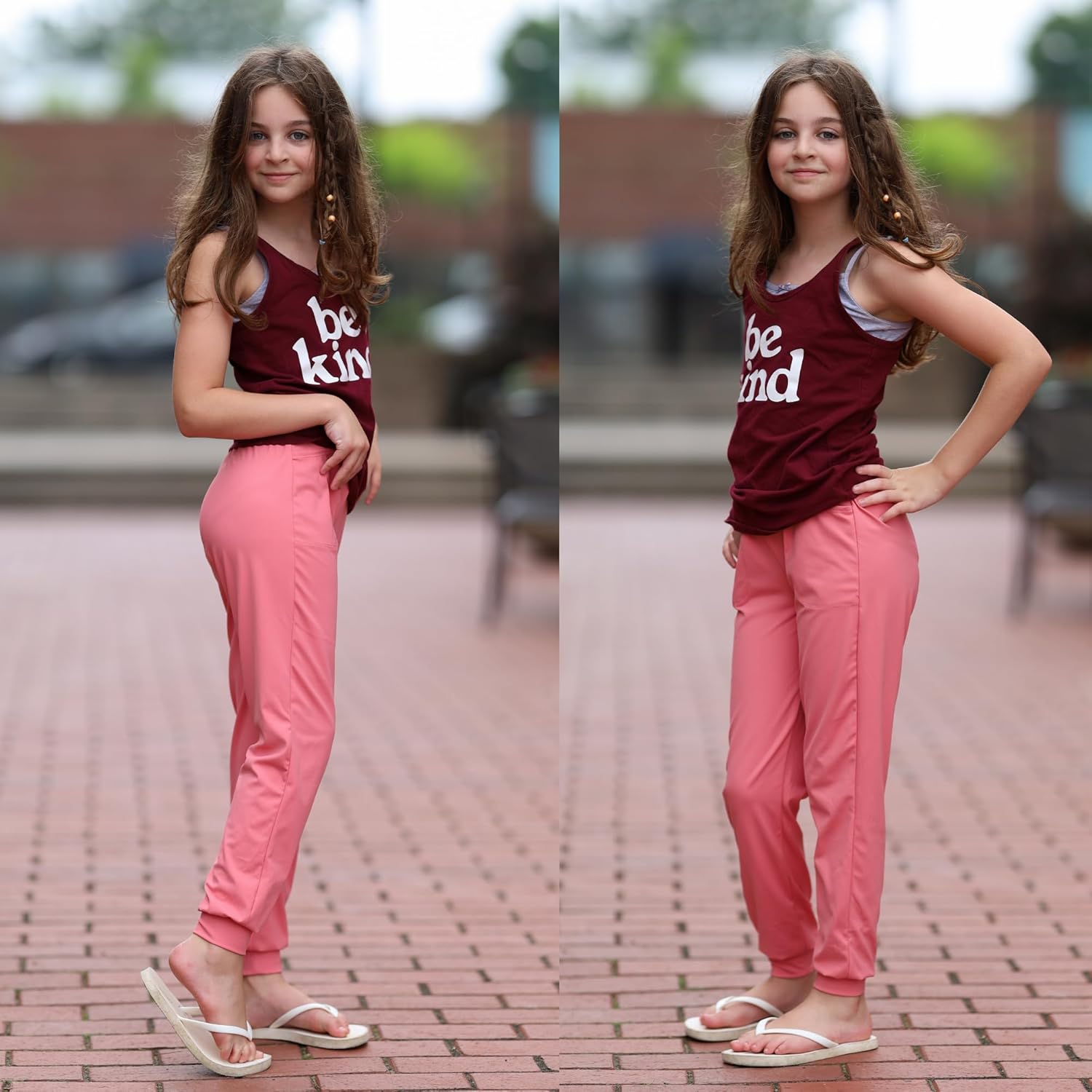 Big Elephant Girls High-Waisted Joggers with Pockets 3-Pack