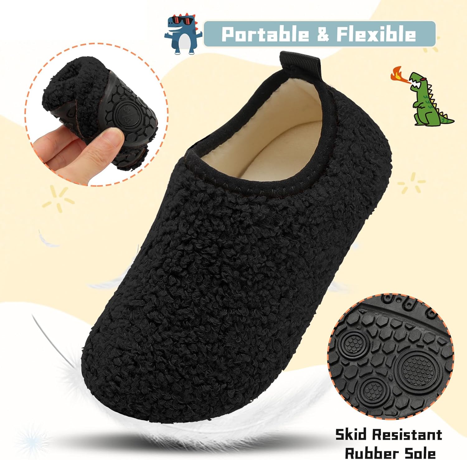 Comfy toddler slippers with soft lining