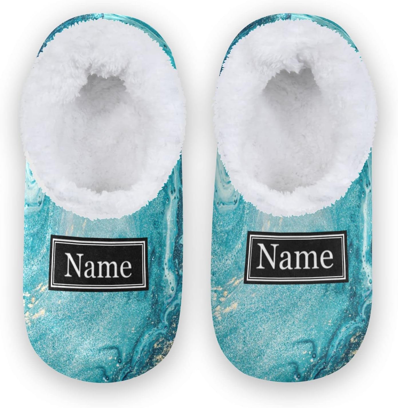 Custom Ocean Gold Marble Kids House Slippers