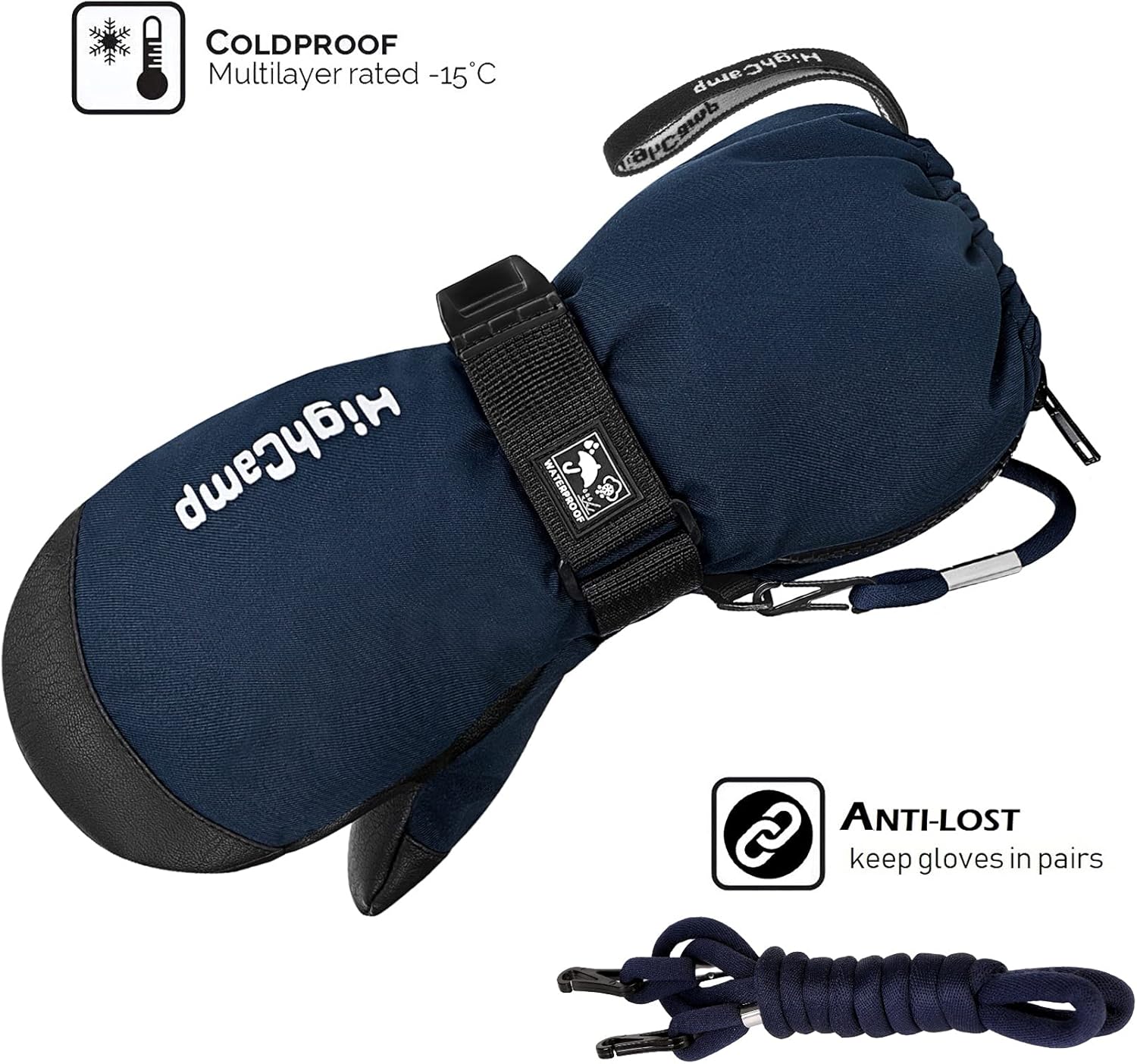 HIGHCAMP Kids WaterproofWinter Ski Mittens