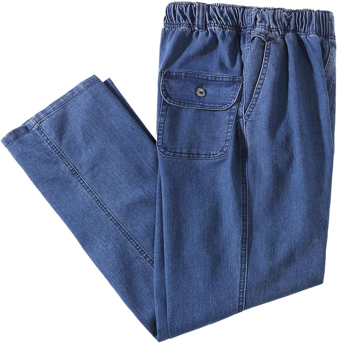 IDEALSANXUN Mens Elastic Waist Denim Pants