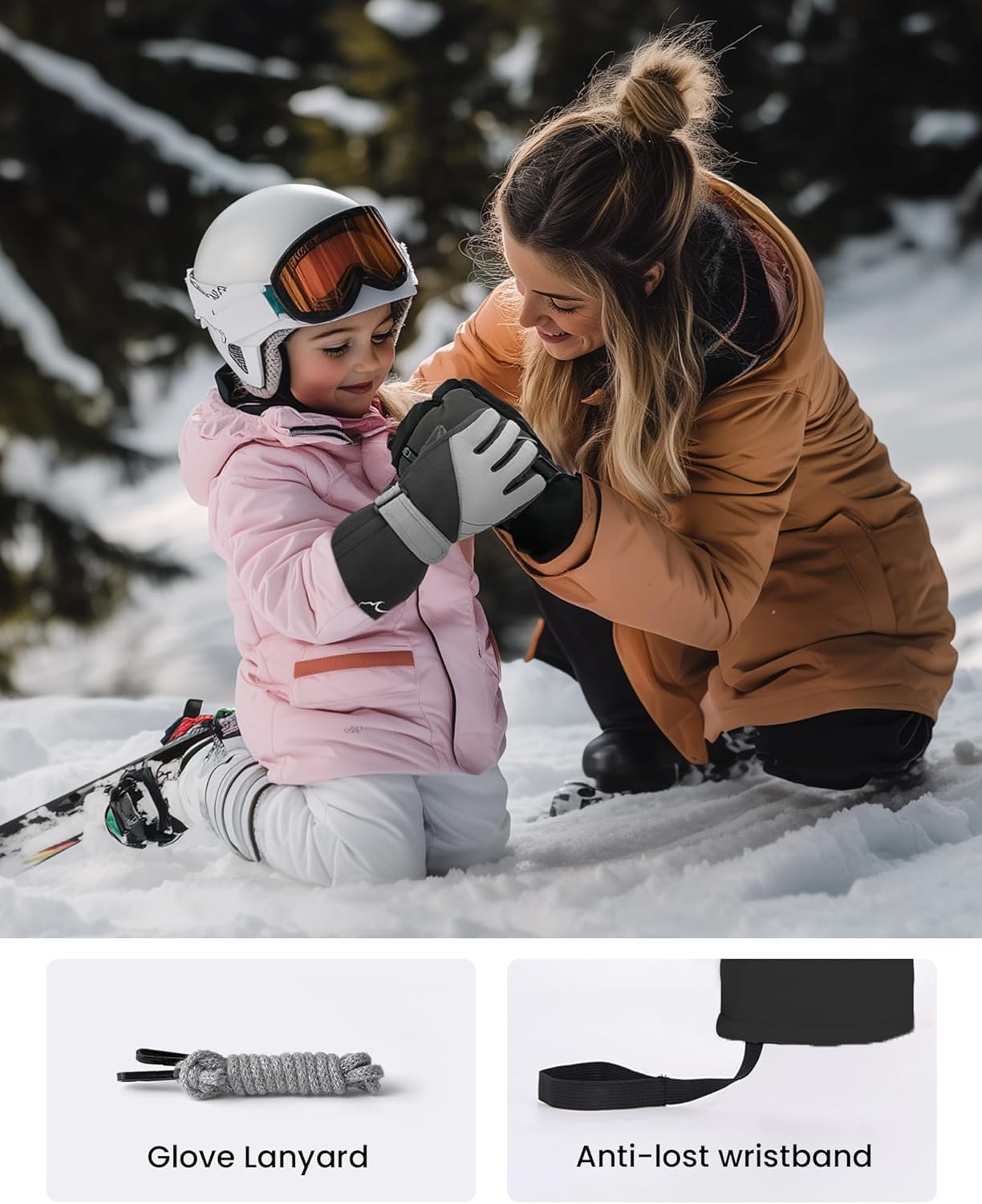 Caracaleap Kids Winter Gloves Ages 4-12 Waterproof Thinsulate