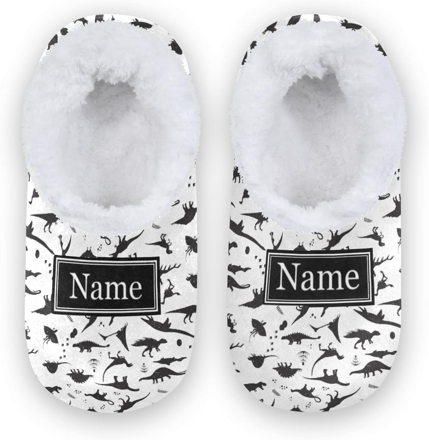 Custom Dinosaur Kids Slippers Black and Personalized