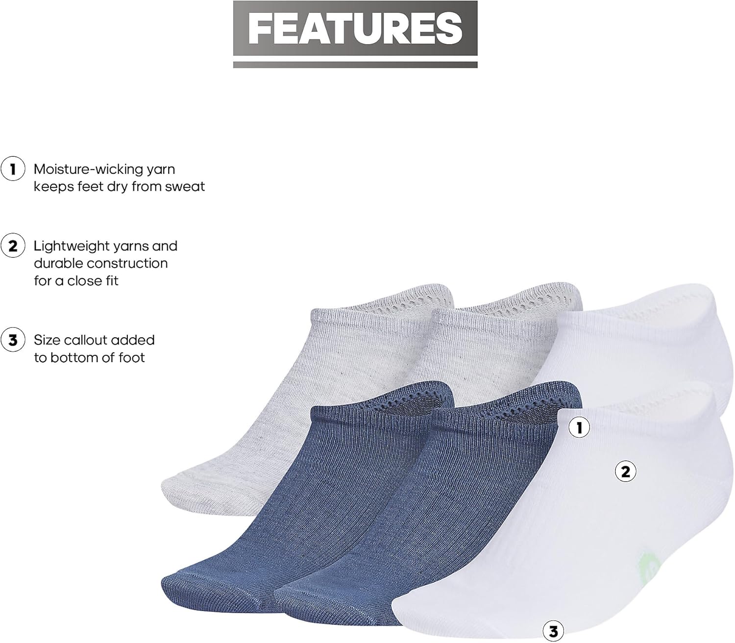 adidas Superlite Classic No Show Socks for Kids 6-Pairs