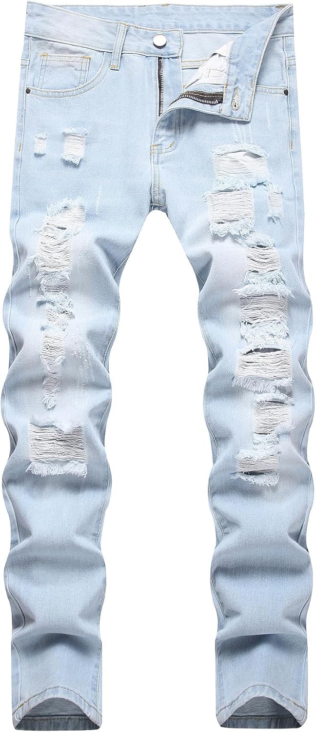Mens Slim Fit Distressed Denim Jeans
