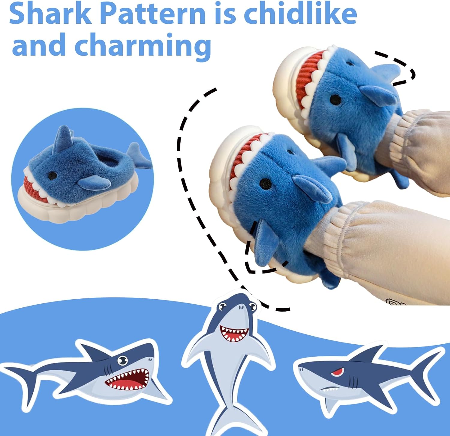 Fiedaz Shark Slippers for Kids Cute and Non-Slip