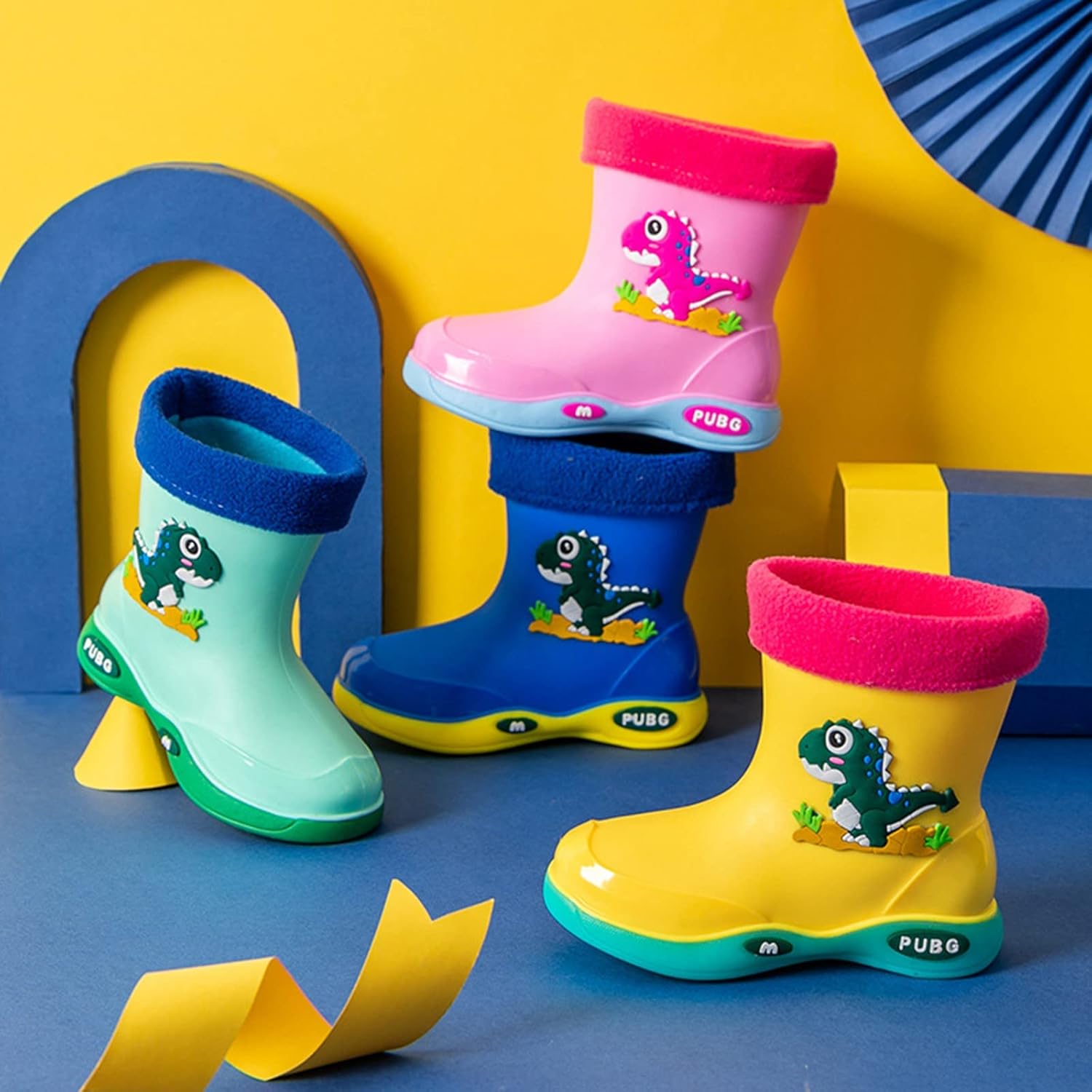 Toddler Dinosaur Rain Boots Waterproof Winter Shoes for Kids