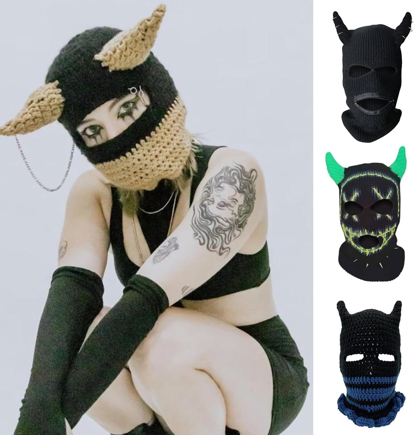 NUEAYMS Full Face Ski Mask - Knitted Balaclava for Winter Sports