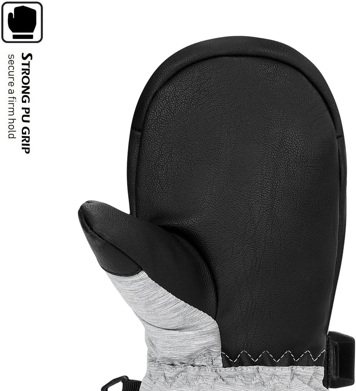 HIGHCAMP Kids Ski Mittens Waterproof Winter Gloves with Zipper and Adjustable Strap