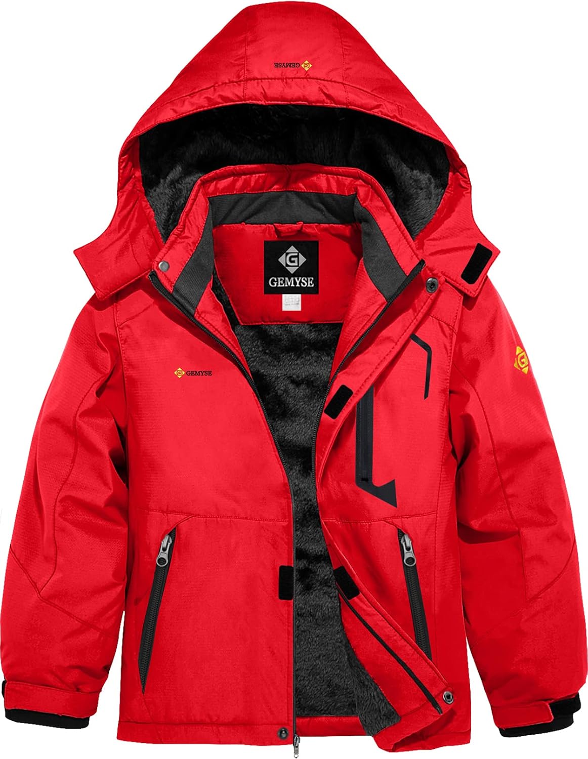 GEMYSE Boys Waterproof Ski Jacket with Hood and Pockets