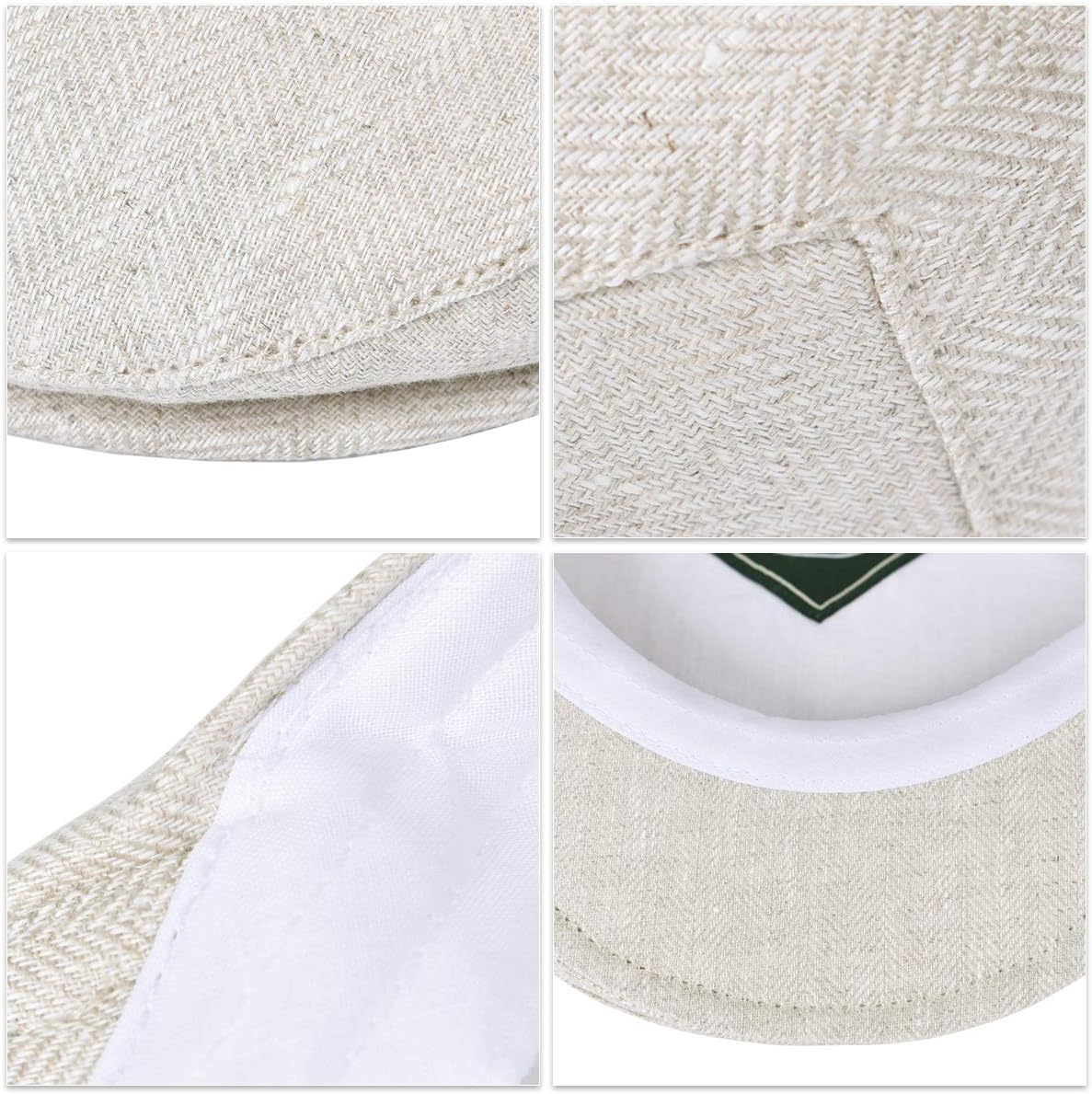 Mens Linen Flat Cap Newsboy Style - BOTVELA