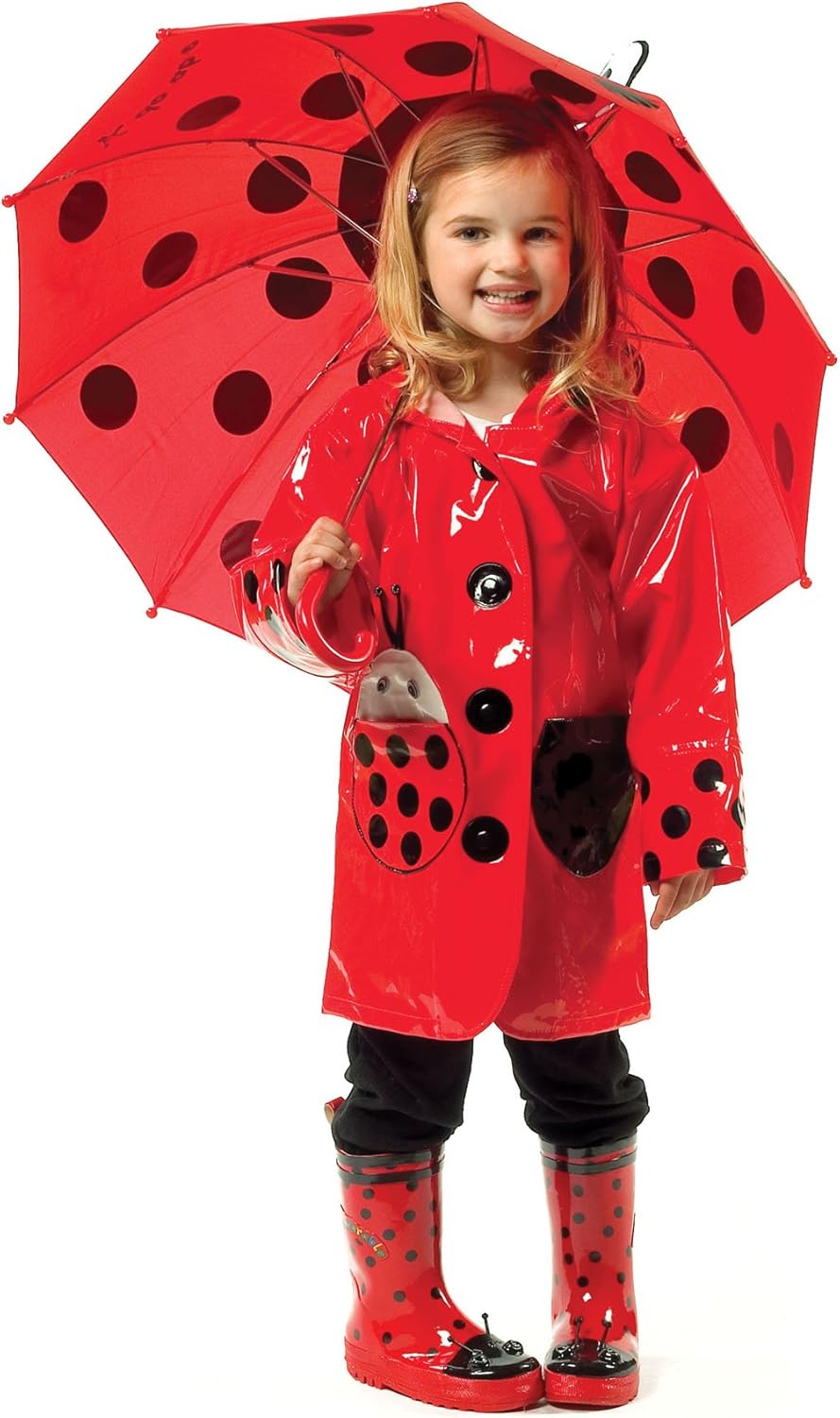 Red Ladybug Kids Pull-On Heel Waterproof Boots