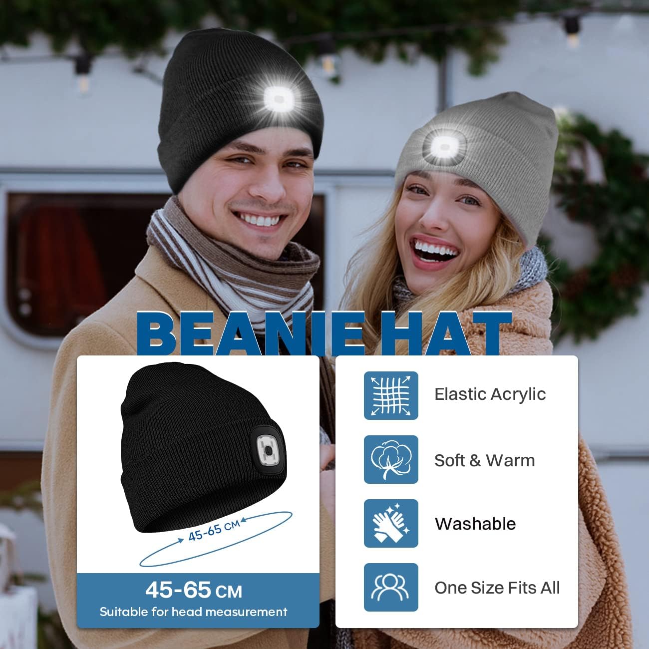 Bosttor LED Beanie Red Cozy Warm Rechargeable Perfect Tech Gift