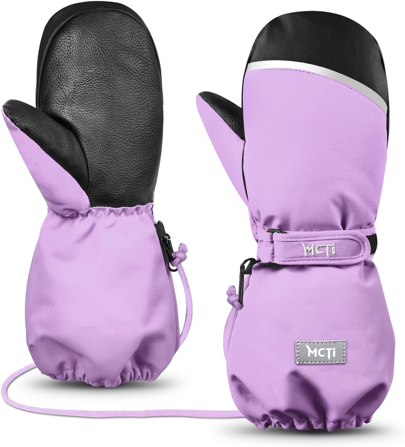 MCTi Kids Waterproof Ski Mitten - Sherpa Lined with String