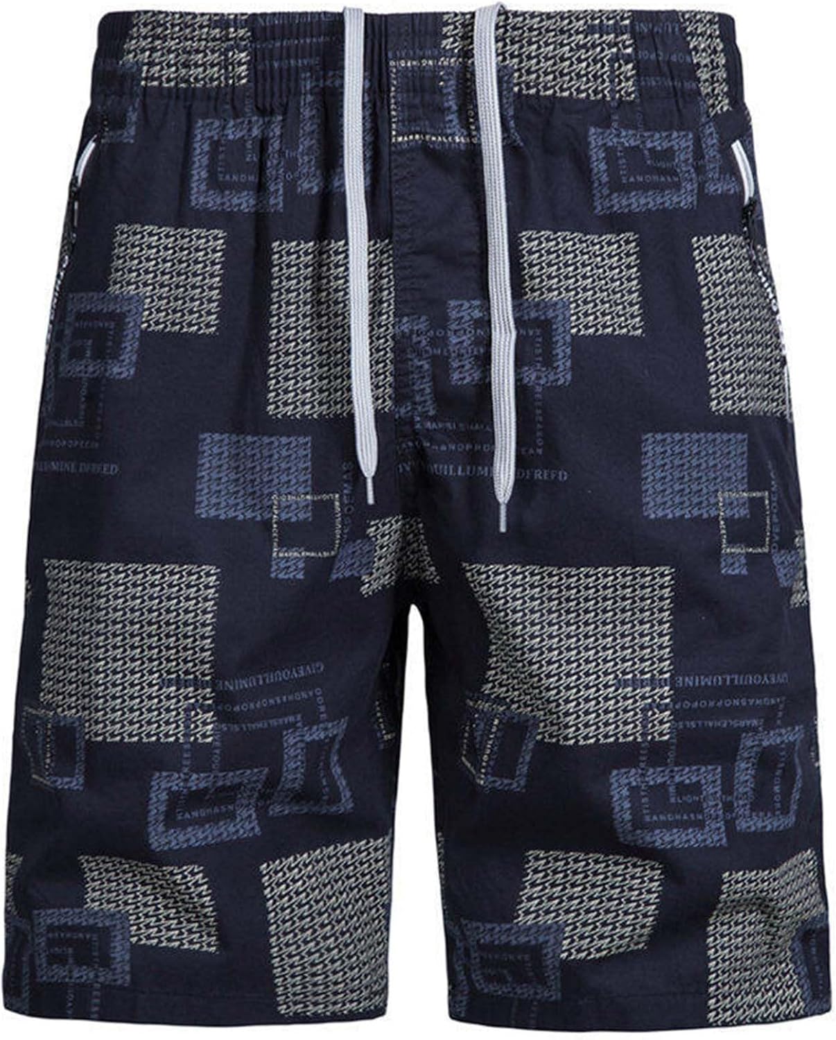 Mens Lightweight Cotton Plaid Bermuda Shorts with Elastic Waist