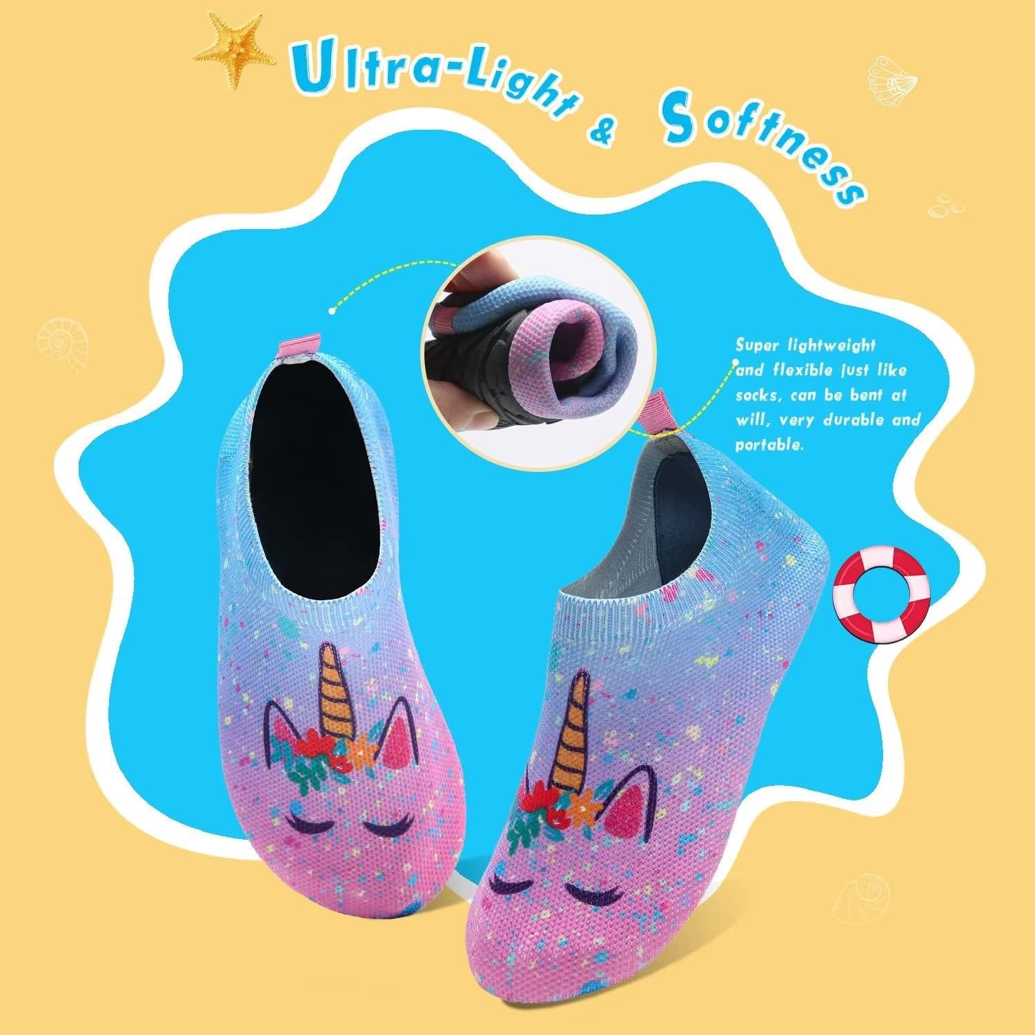 WateLves Kids Water Shoes - Lightweight Non-Slip and Quick-Dry