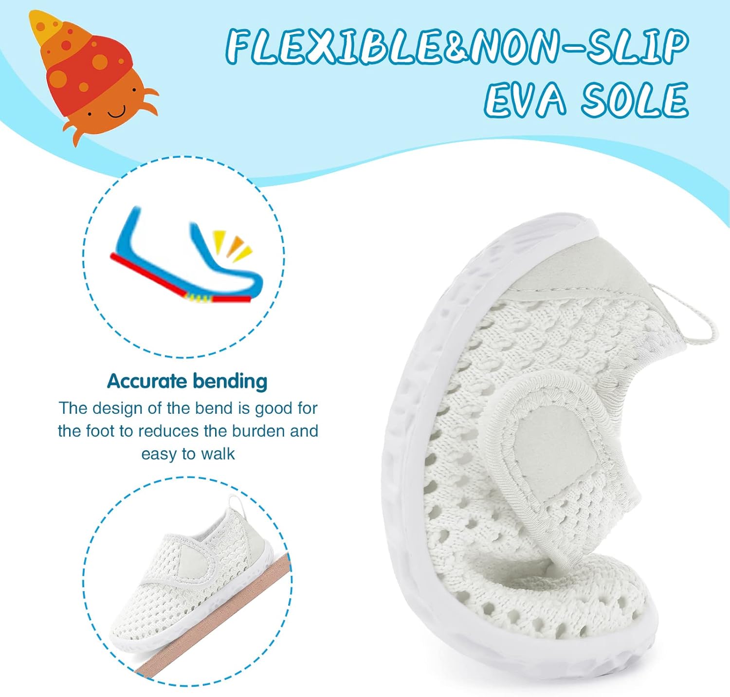shopUAL Toddler Water Shoes Quick Dry Non-Slip Posey Design