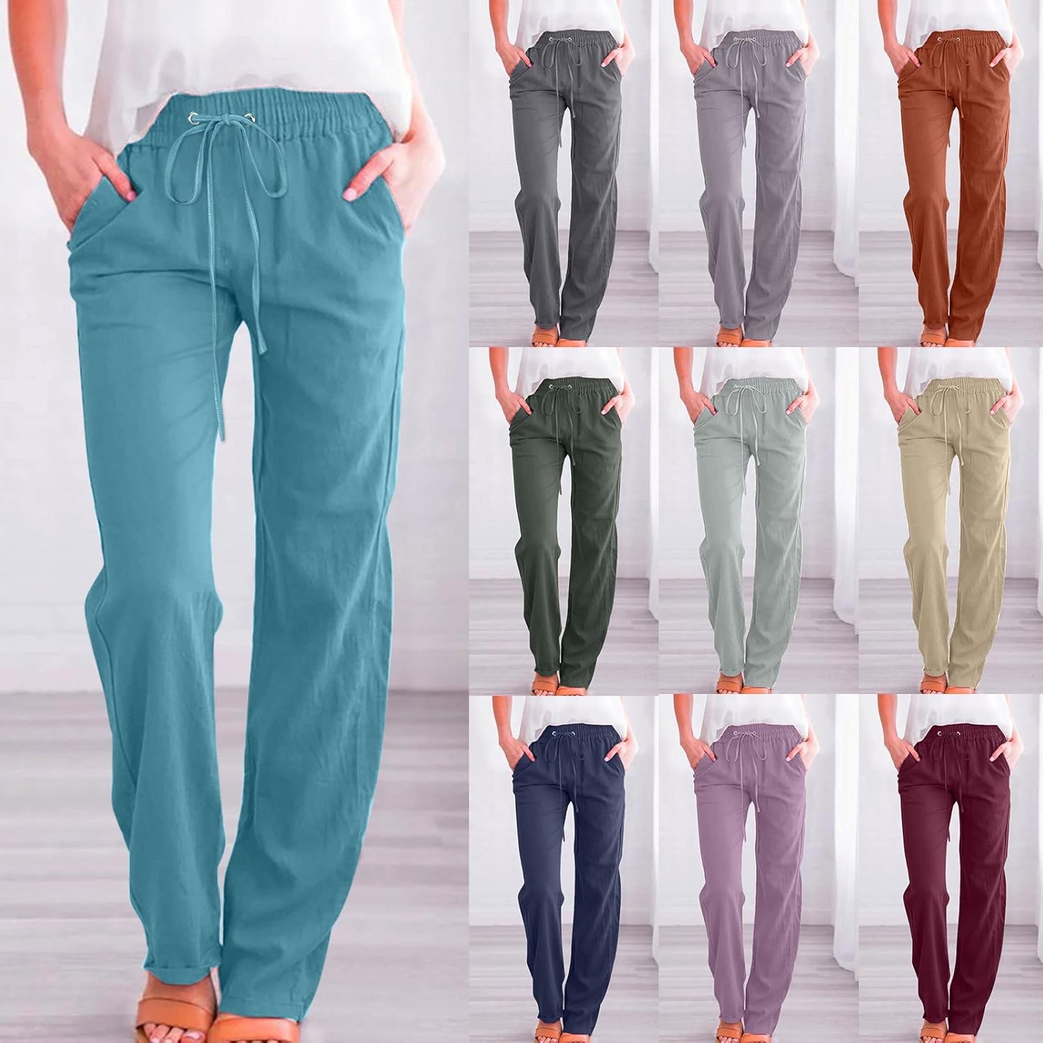 ZHER Womens Summer Comfortable Wide Leg Yoga Pants