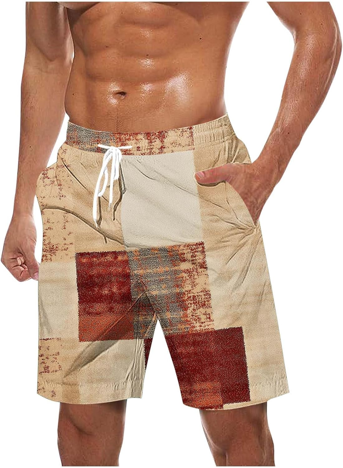 Generic Retro Plaid Beach Shorts for Men