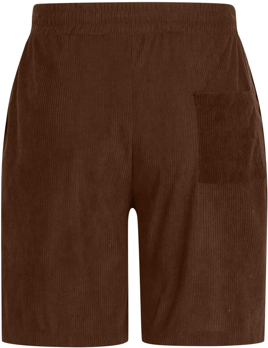Mens Lightweight Loose Corduroy Shorts with Pockets