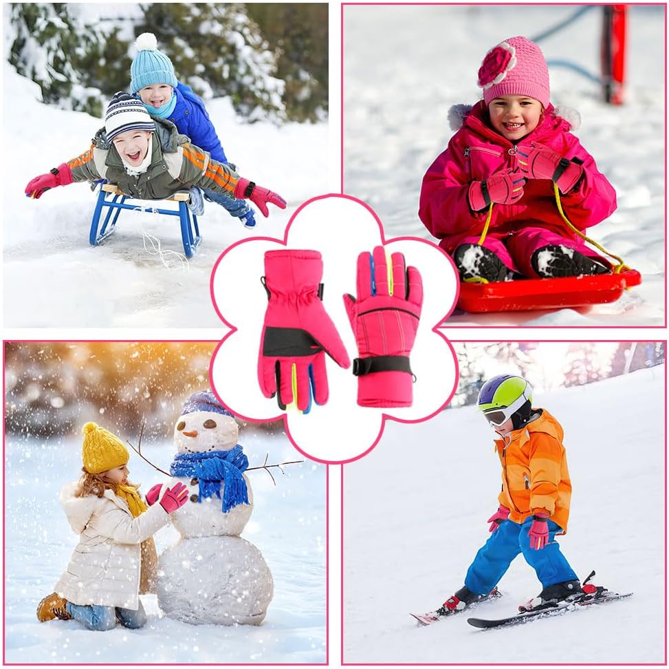 Lyxbone Kids Snow Gloves Girls Winter Waterproof Mittens