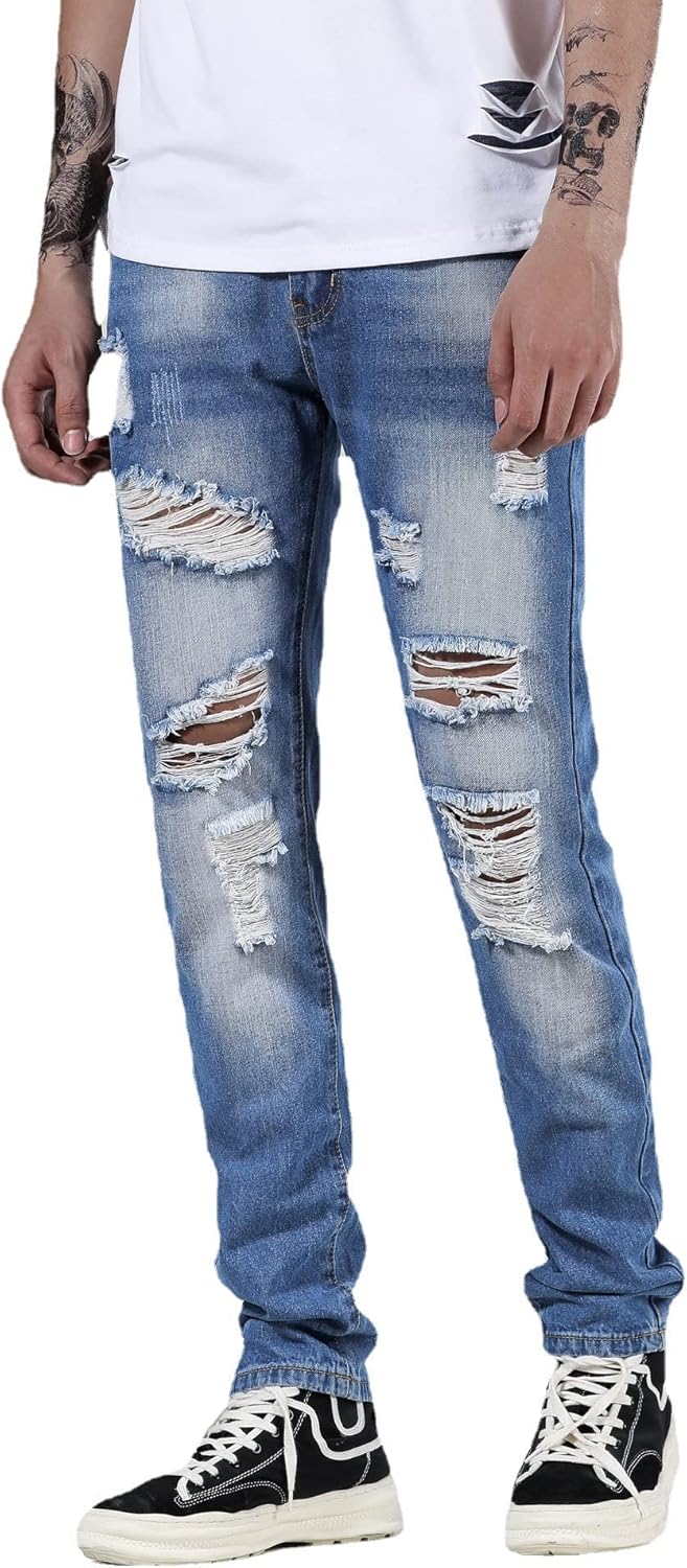 Liuhond Mens Ripped Distressed Washed Denim Jeans