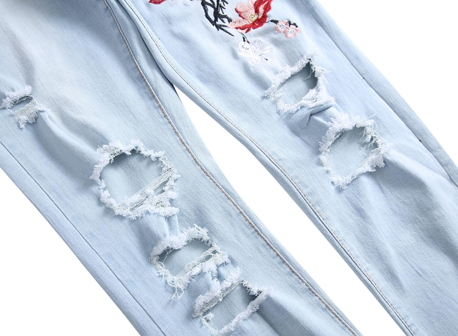RANMCC Mens Stretch Skinny Ripped Jeans