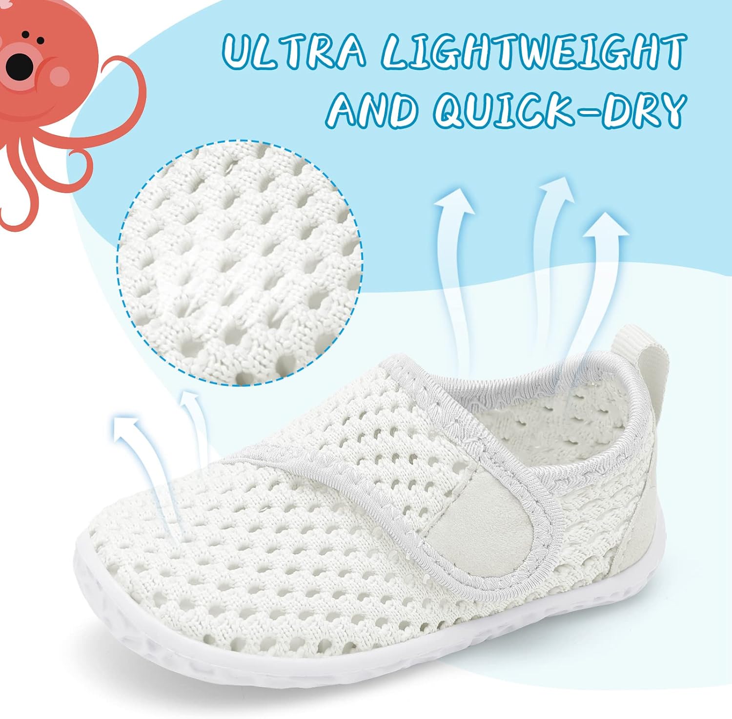 shopUAL Toddler Water Shoes Quick Dry Non-Slip Posey Design