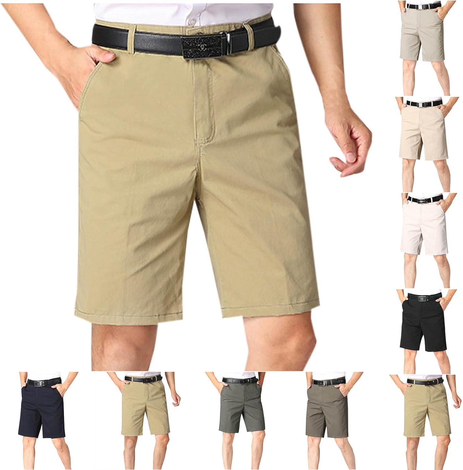 Cambkatl Stretch Lightweight Flat Front Shorts for Men