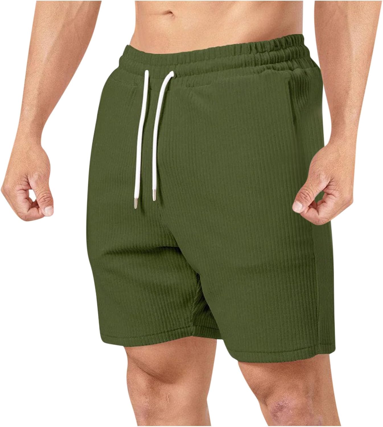 Xiaojmake Elastic Waist Corduroy Shorts