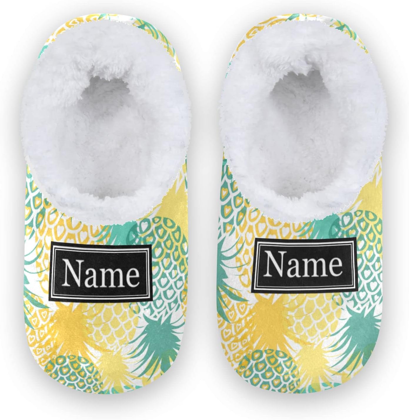 Pigsaly Custom Yellow Blue Pineapple Kids Slipper