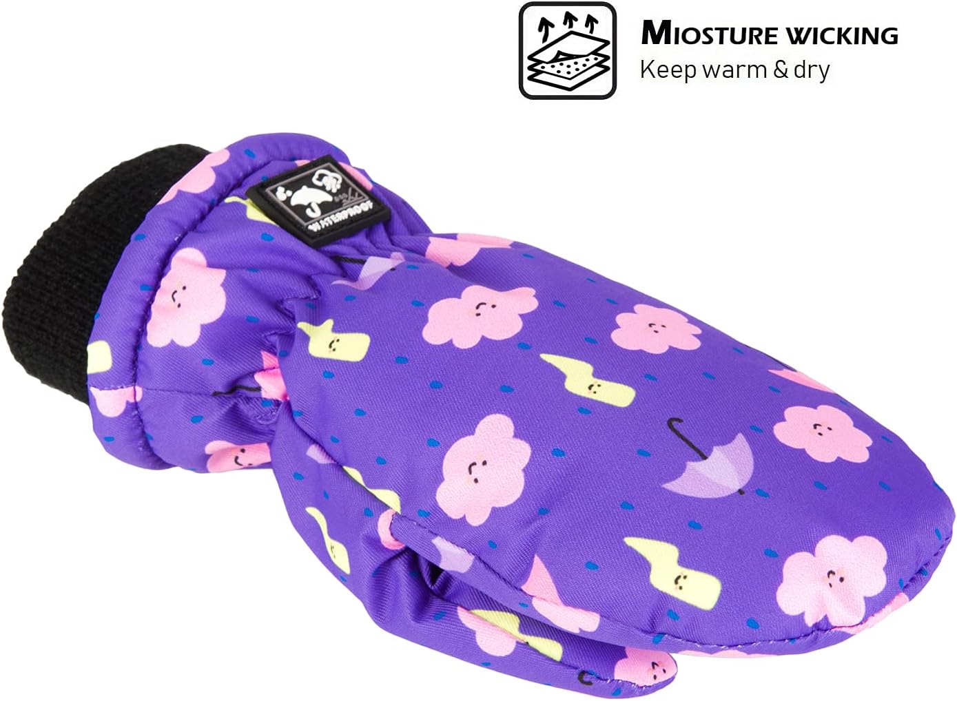 HIGHCAMP Toddler Winter Snow Mittens Waterproof for Kids