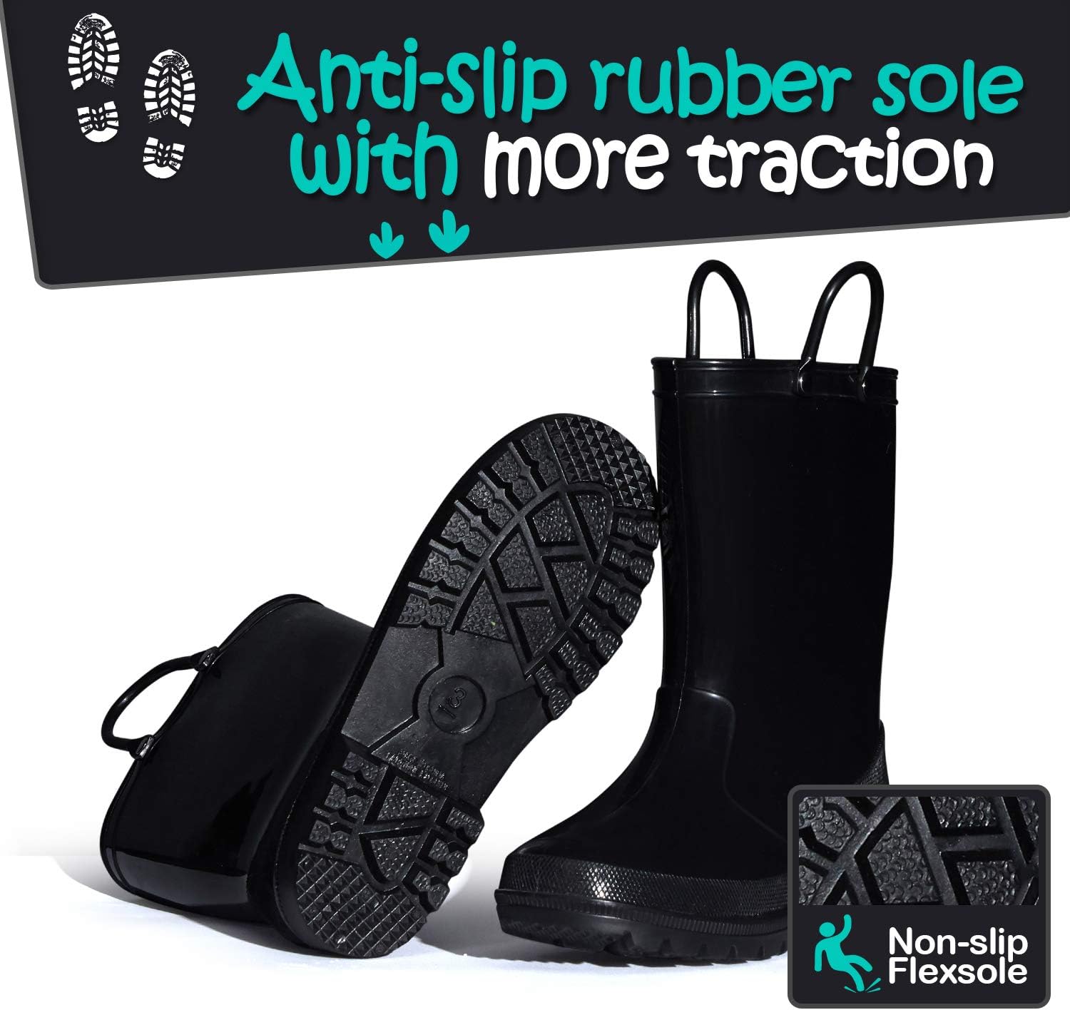 K KomForme Kids Waterproof rain boots for safe outdoor play