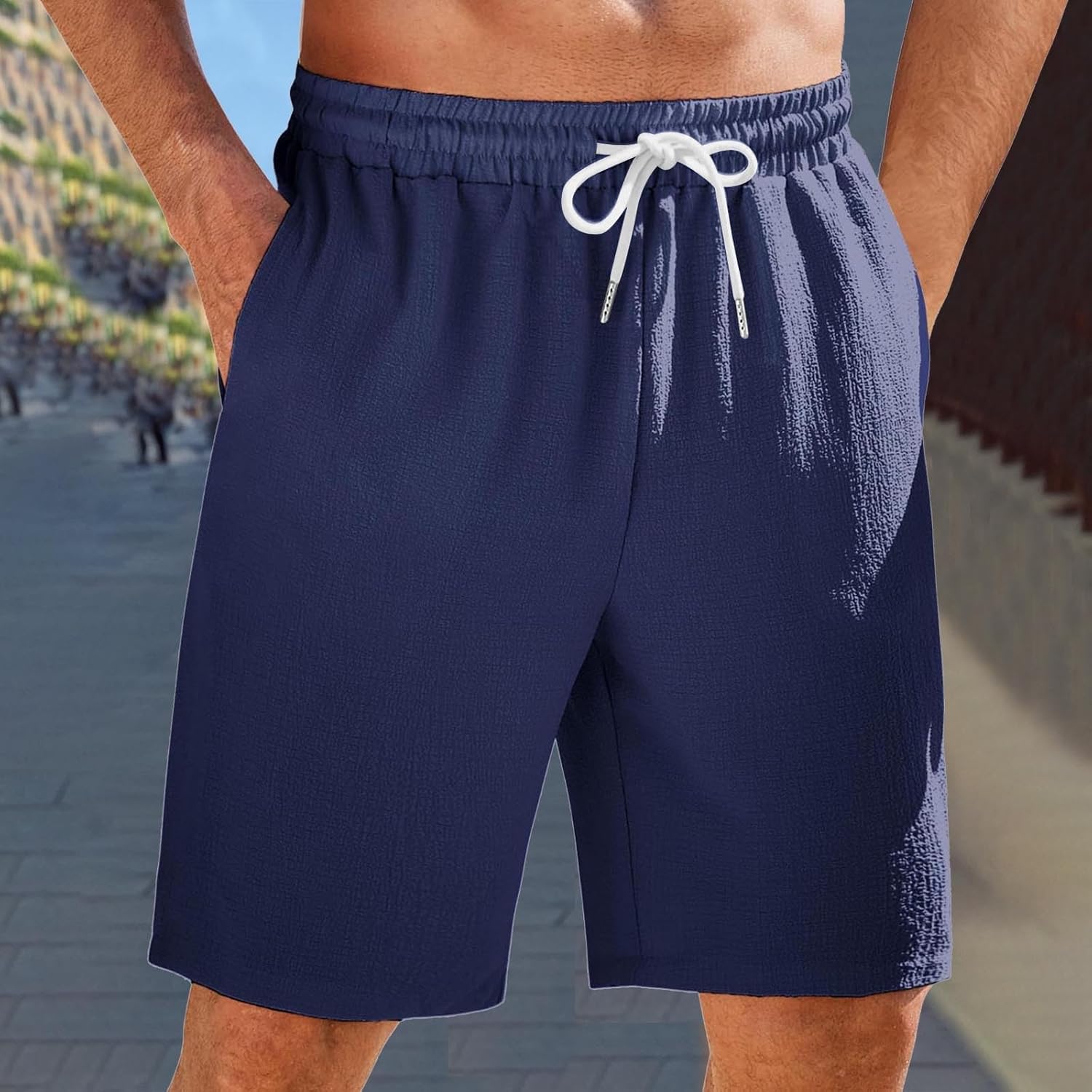 Mens Casual Stretch Beach Shorts with Pockets