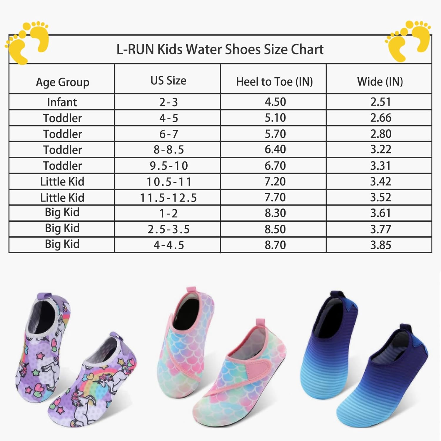 L-RUN Toddler Water Shoes Barefoot for Beach Pool Surfing Yoga
