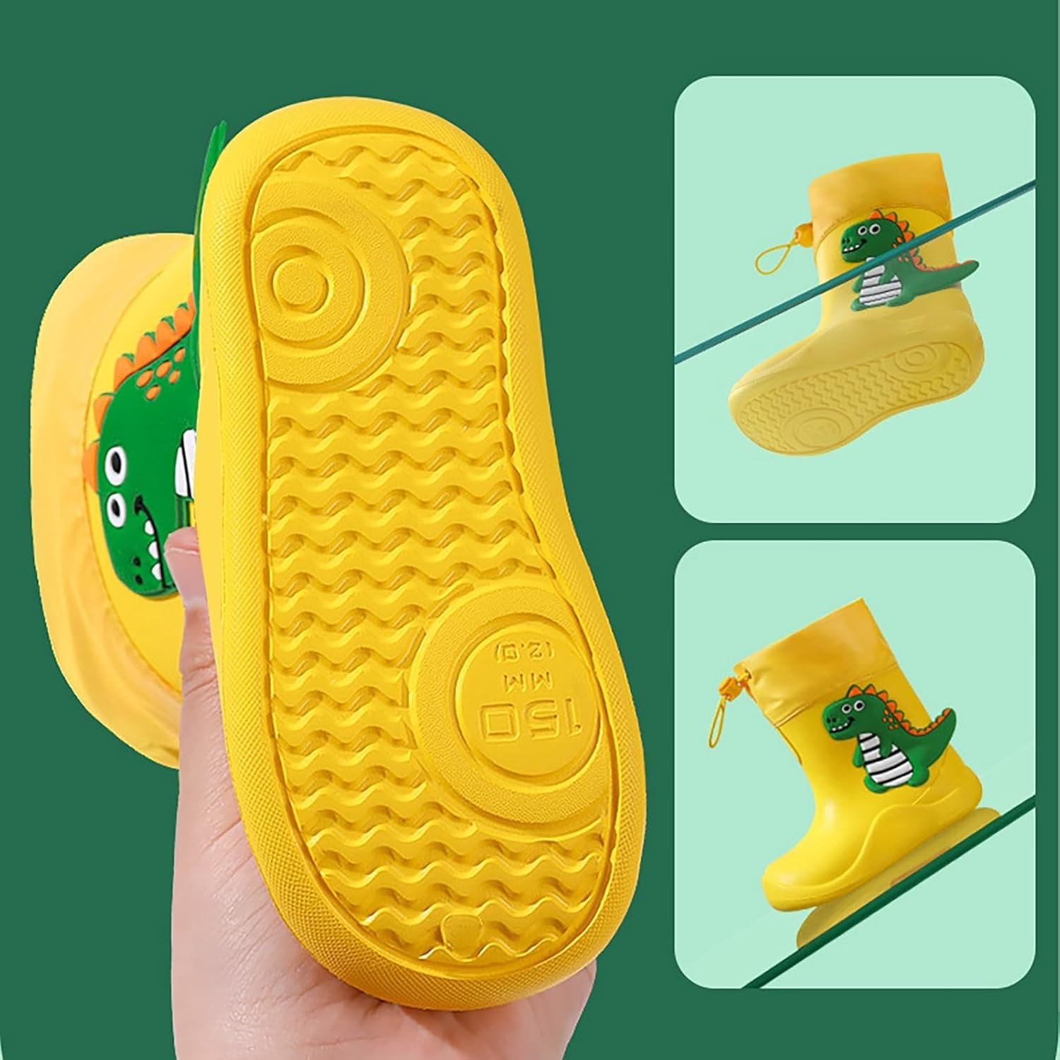 Cute Cartoon Dinosaur Print Toddler Boys and Girls Rain Boots