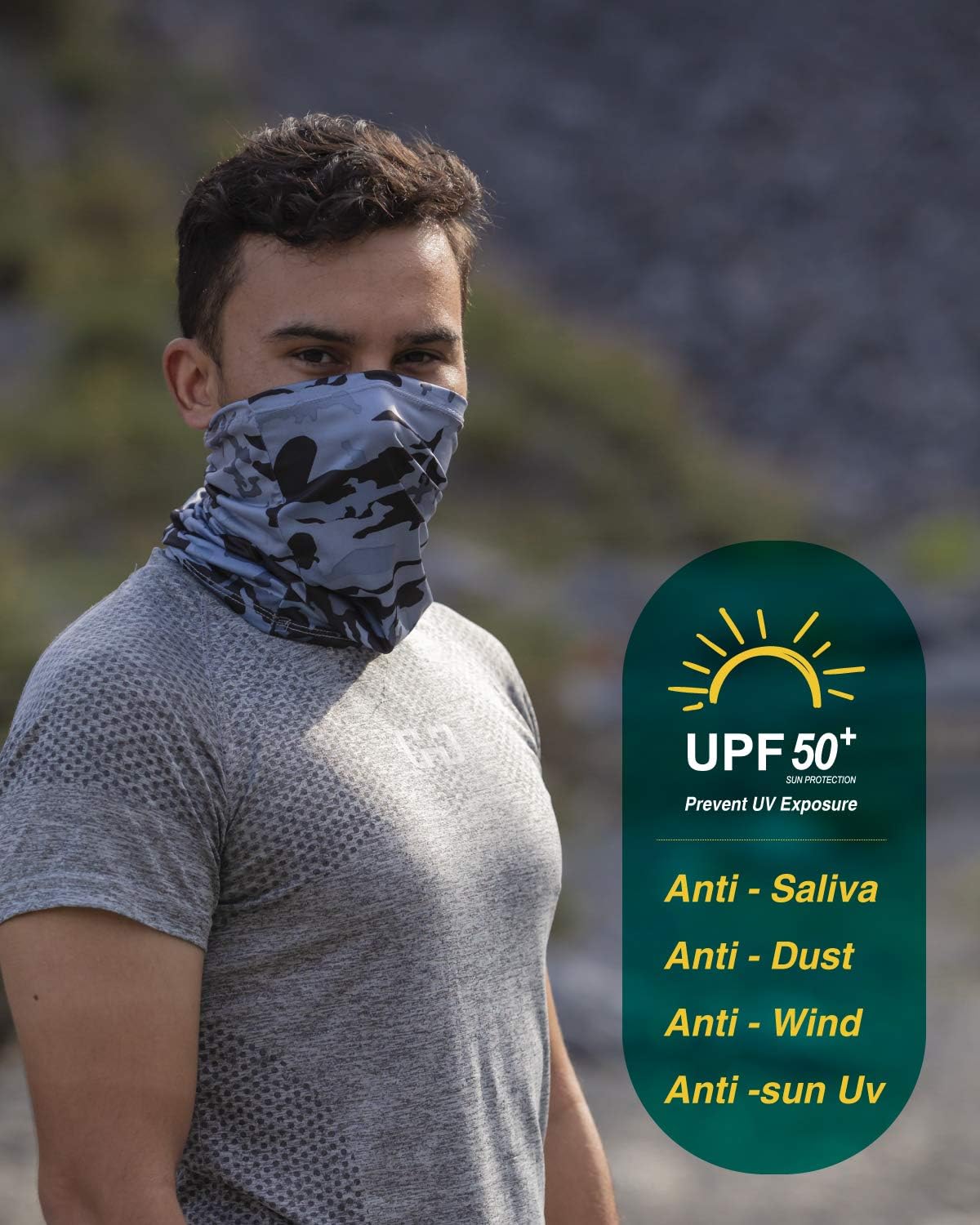 KAWAKARPO Face Mask Dust UV Protection Reusable Neck Gaiter