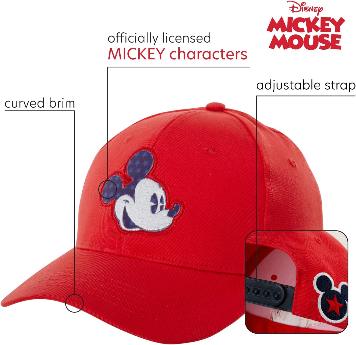 Perfect for Dad Disney Mens Mickey Mouse Snap-Back Baseball Cap