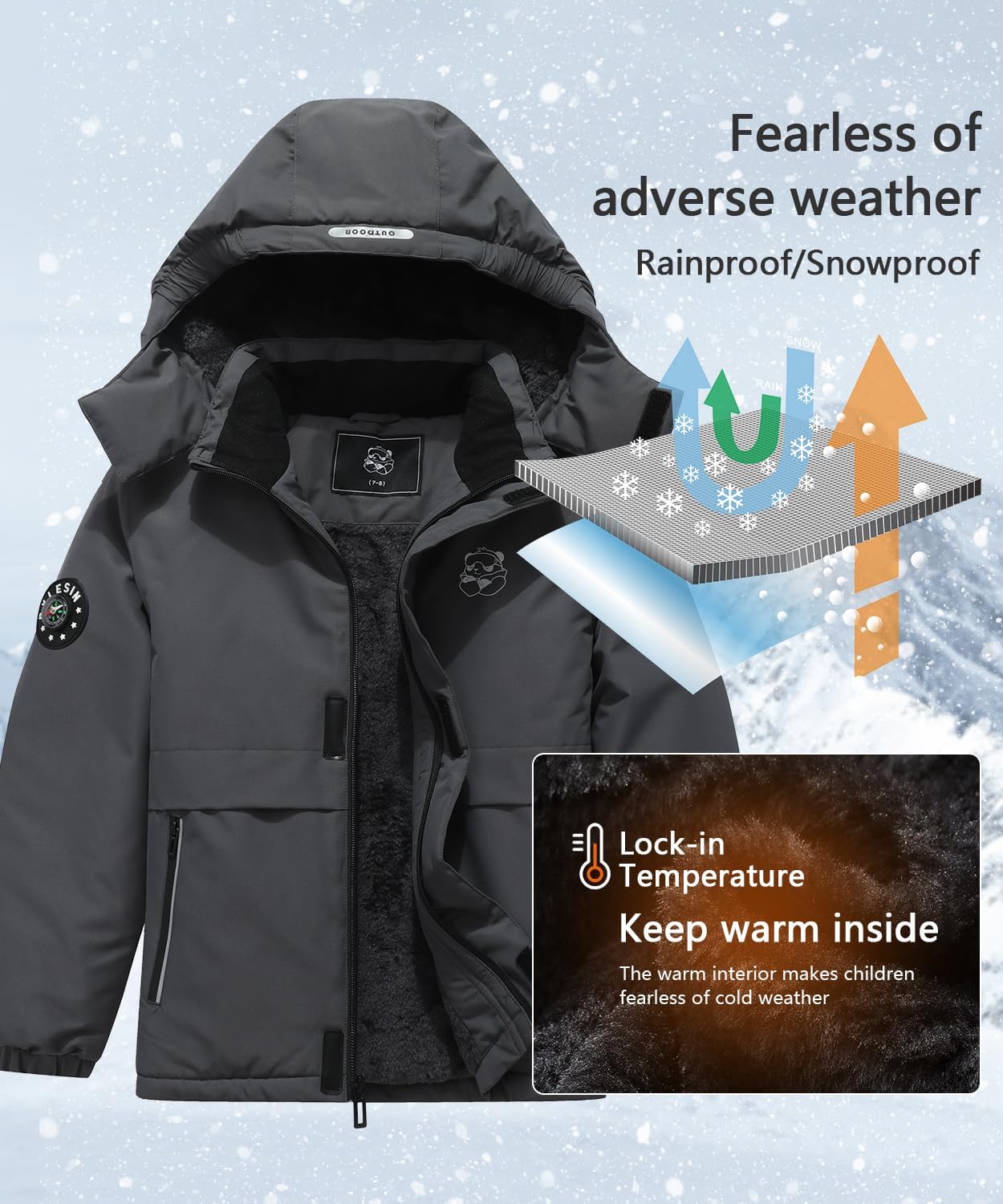 Kids Waterproof Ski Jacket for Boys
