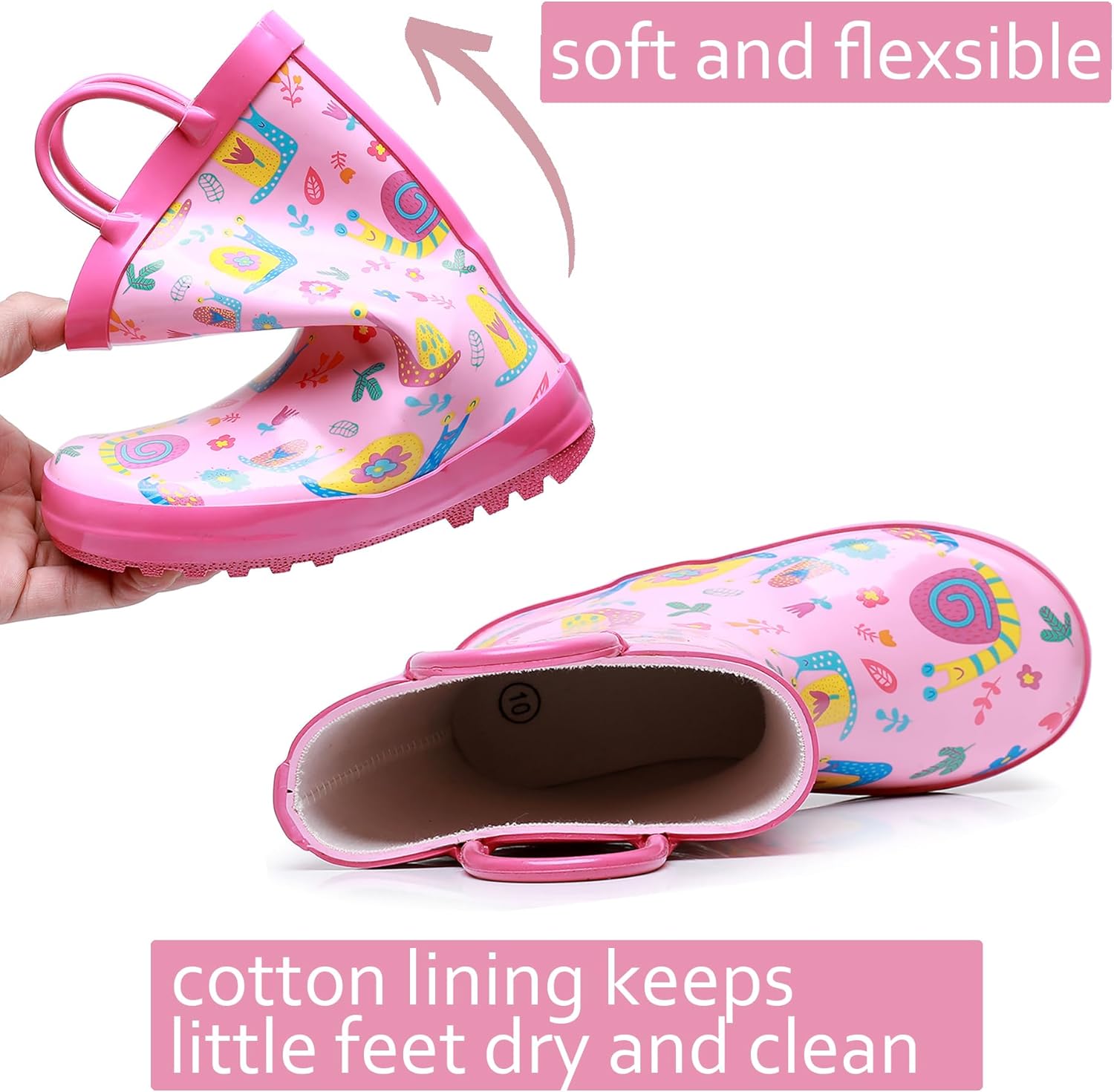 Waterproof Kids Rain Boots Fun and Easy to Wear