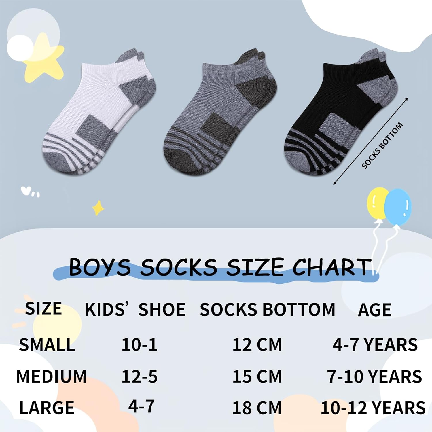 Comfoex 10 Pairs Boys Ankle Athletic Socks with Cushioned Sole