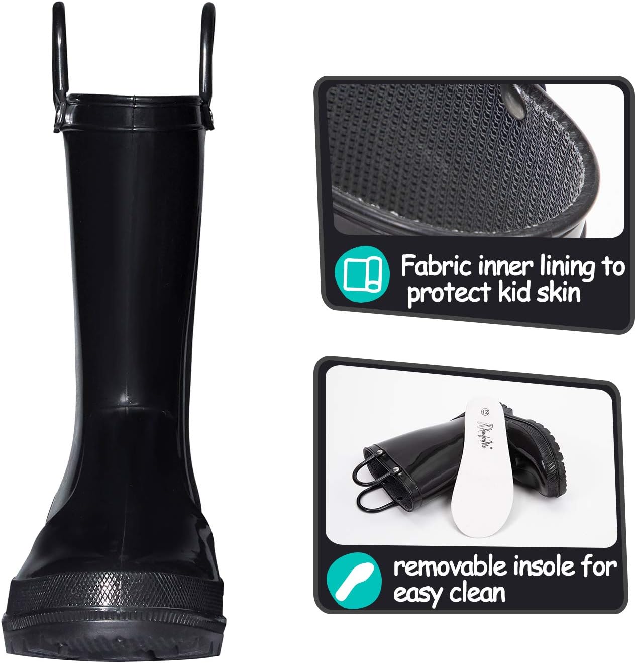 K KomForme Kids Waterproof rain boots for safe outdoor play