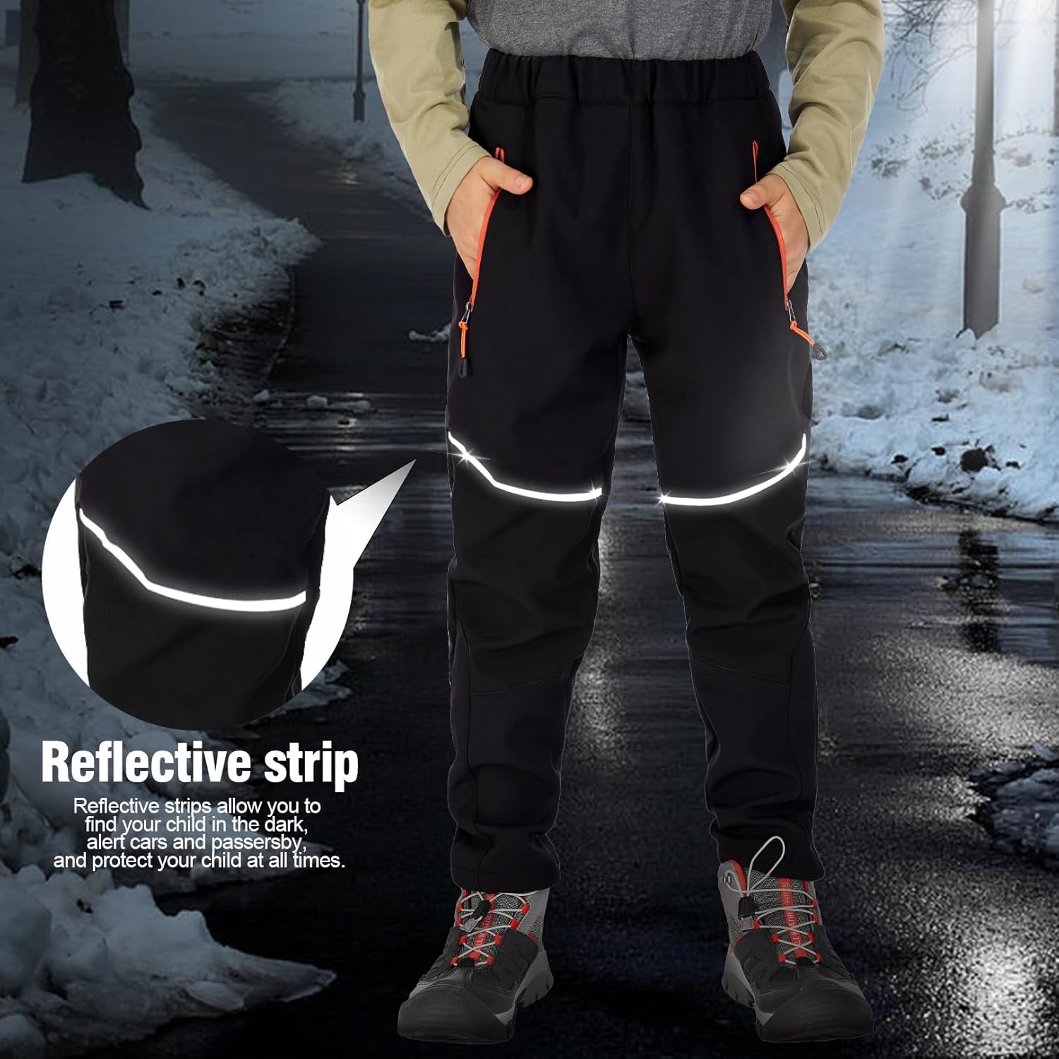 Toomett Boys and Girls Snow Hiking Pants with Fleece Lining