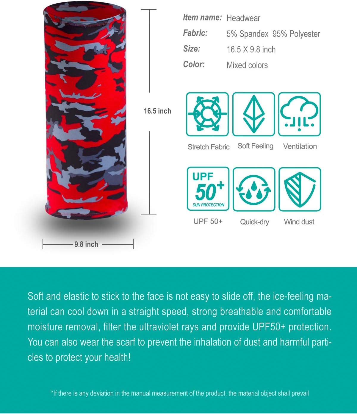 KAWAKARPO Face Mask Dust UV Protection Reusable Neck Gaiter