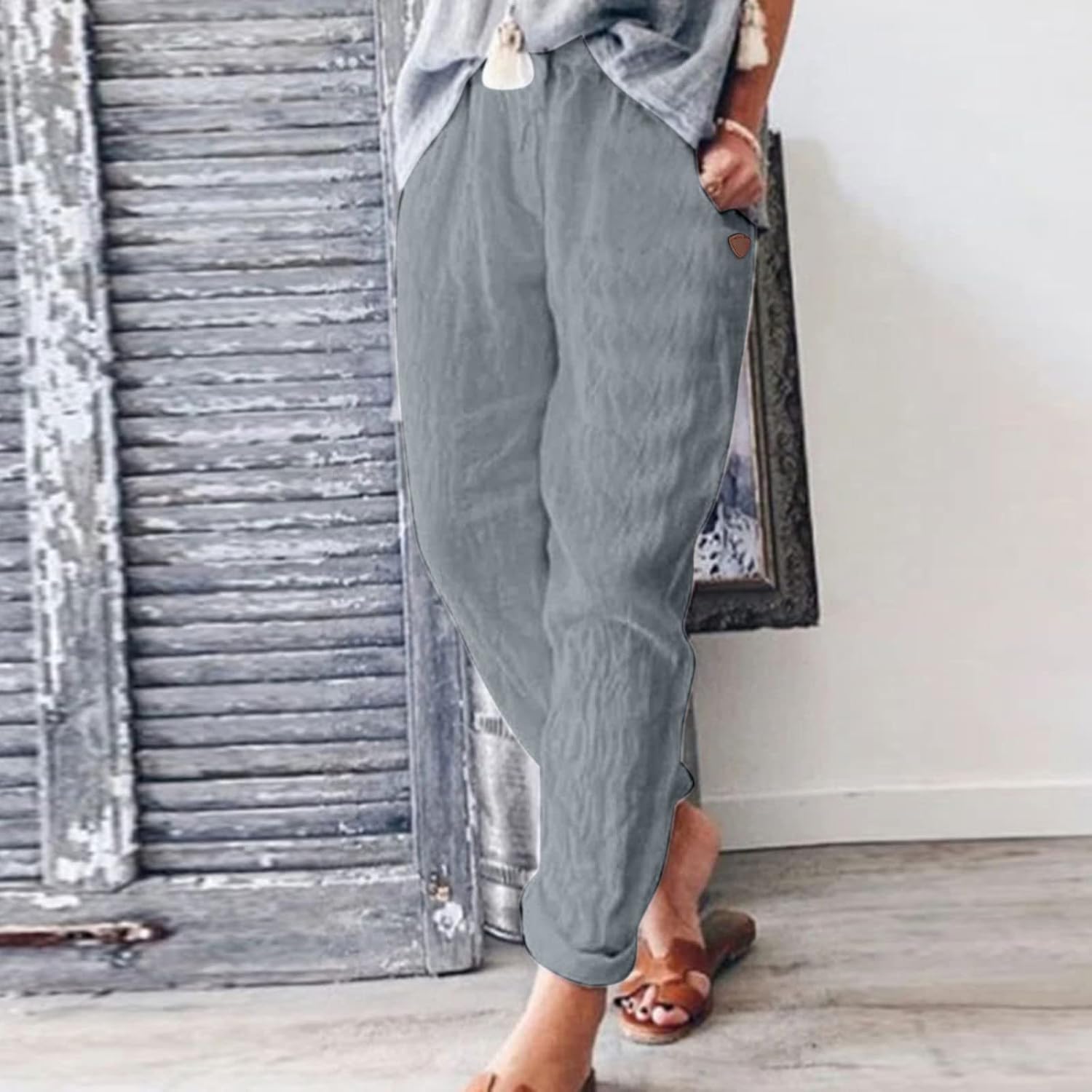 Summer High Waist Linen Palazzo Pants