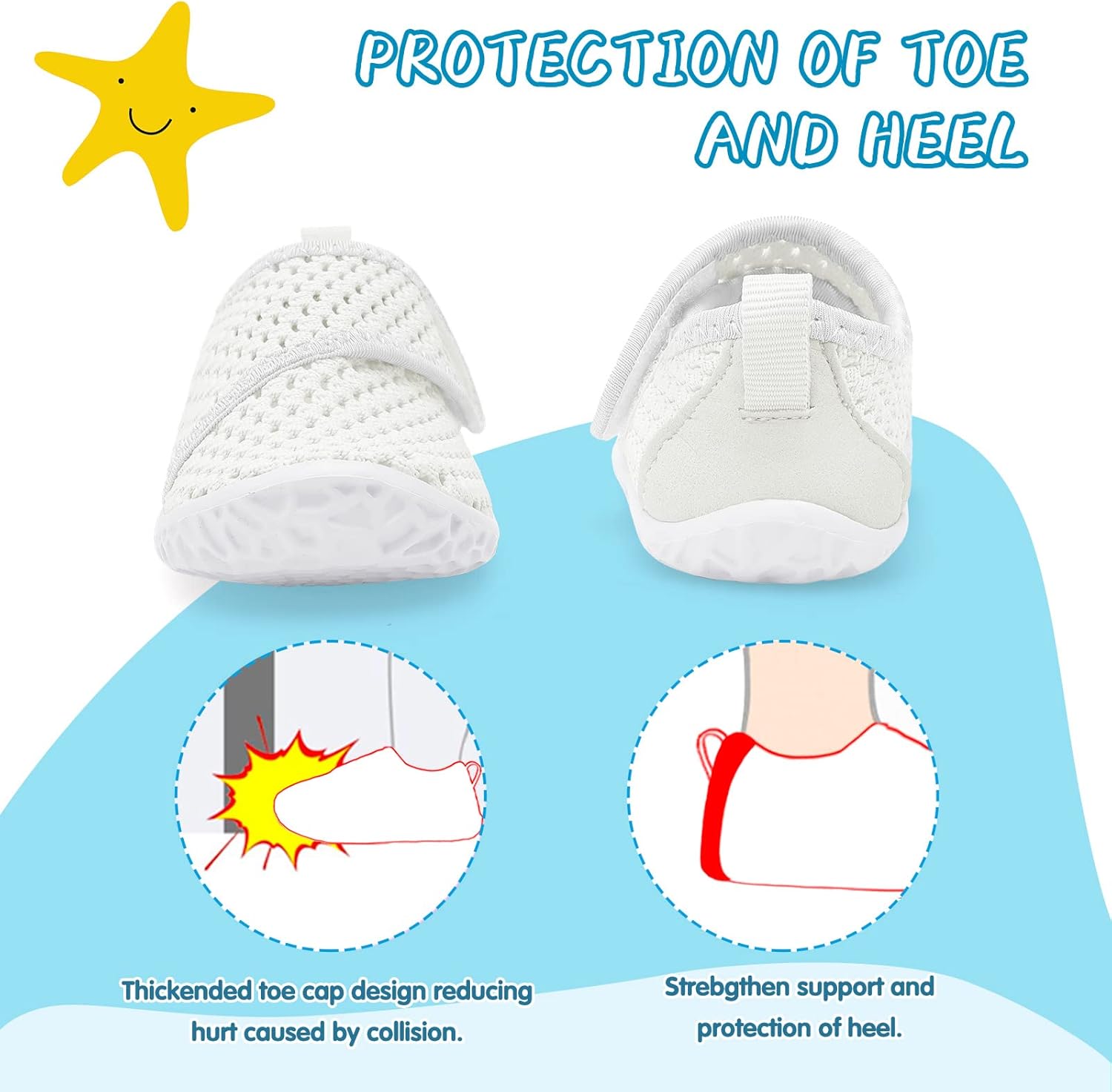 shopUAL Toddler Water Shoes Quick Dry Non-Slip Posey Design